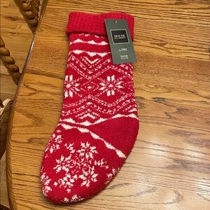 House & Garden 22” Christmas Stocking. Red-White Snowflake Design . NWT!
